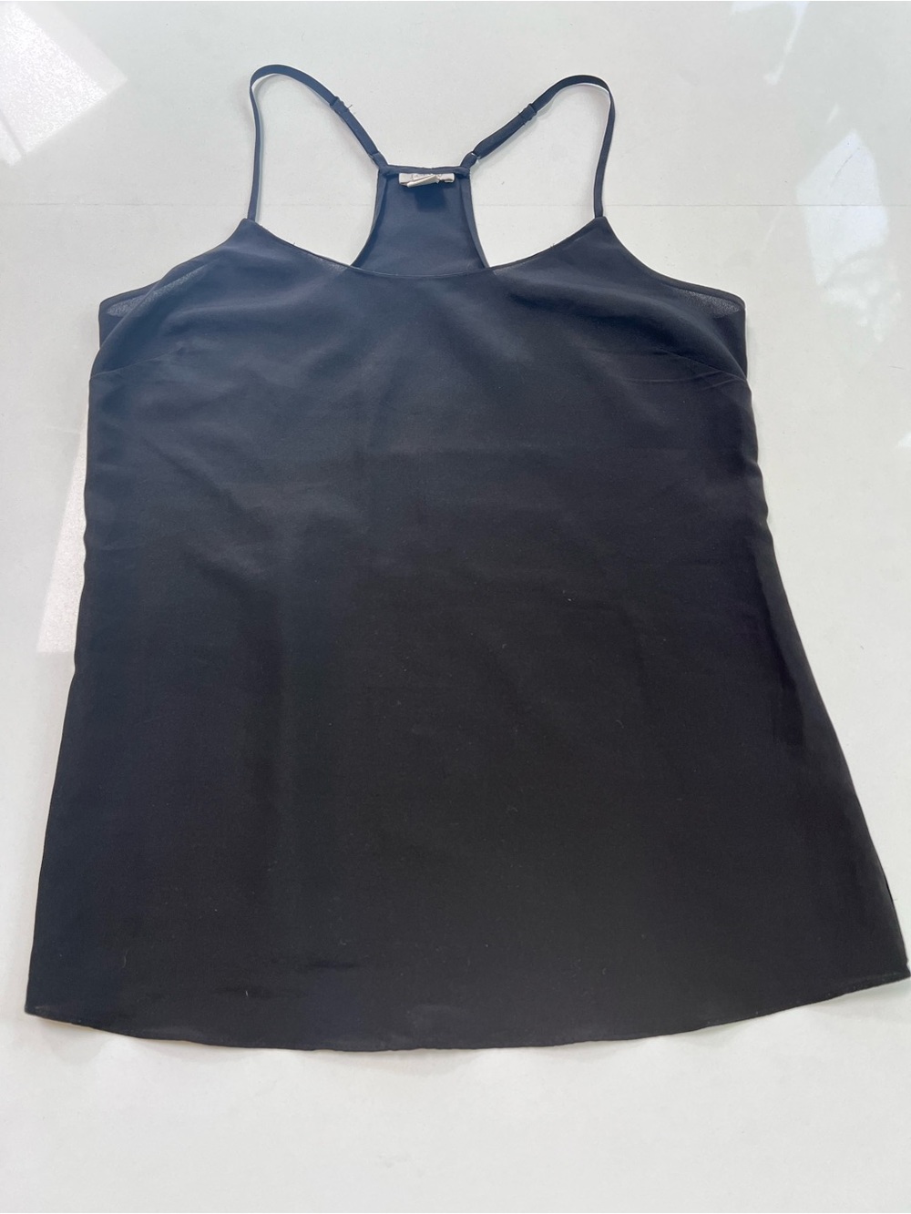 J.Crew Black Silk-Like Cross-Back Tank Top – Size 2